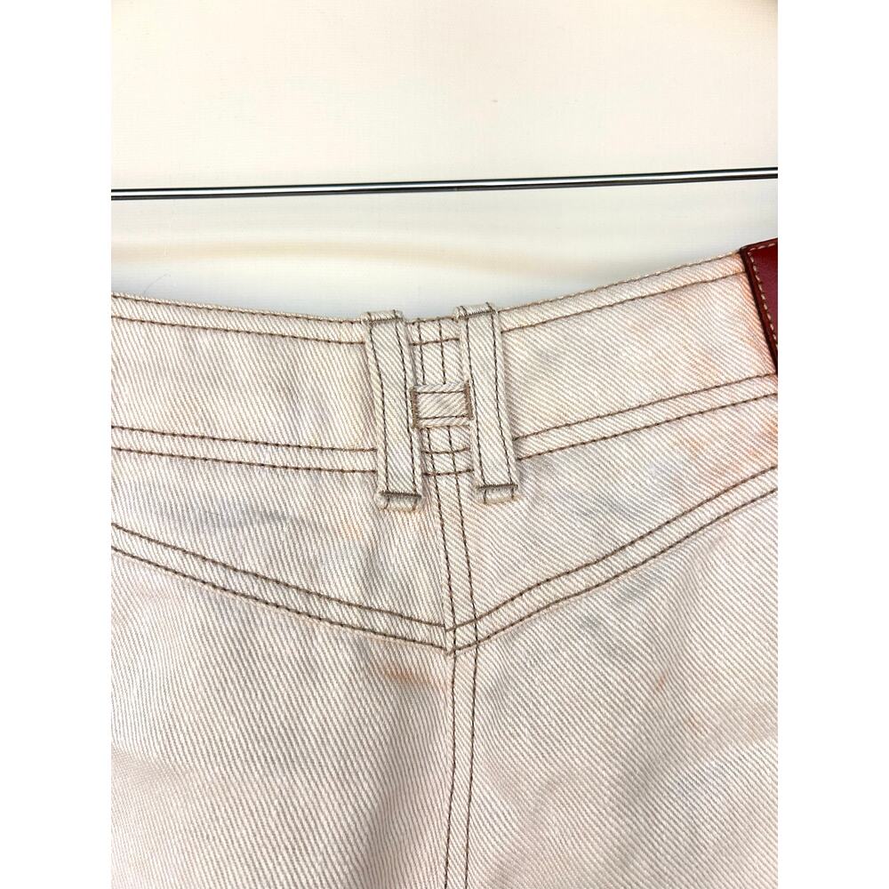 Vintage Hermes Ecru Cream Linen Wide Leg Cropped Jeans Pants 42 H Belt Loop - Picture 8 of 11